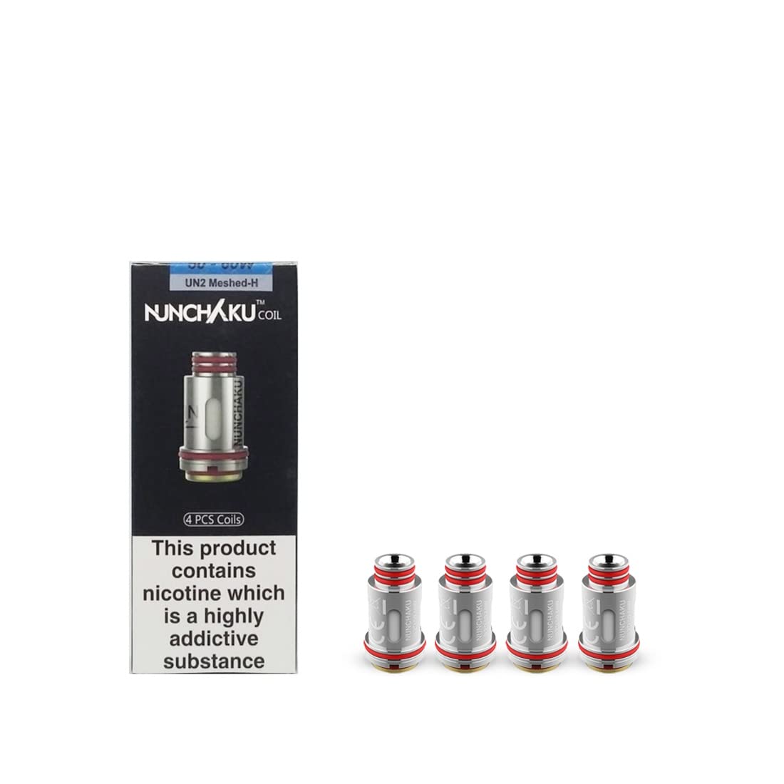 Uwell Nunchaku UN2 Meshed-H Replacement Coils, 0.2 Ohm, 50-60W, Enhanced Flavor and Vapor Production, Pack of 4, No Nicotine