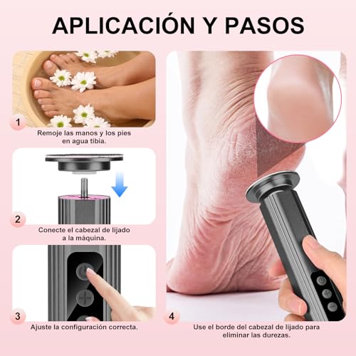 Lima Electrica pies Durezas, Electrica Aparato de Pedicura Eliminar de Callos, Profesional Lima Eléctrica Recargable para Pies con Pantalla LCD y 9 Niveles, para Secos y Agrietados Talone (Gris)