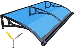 LSPYYDS Awning for Door Entrance, Window Awning Exterior Polycarbonate Cover Waterproof Front Door Canopy Metal Aluminum Awnings UV/Rain/Snow Protection for Porch, Patio, Deck, Blue/24x24in