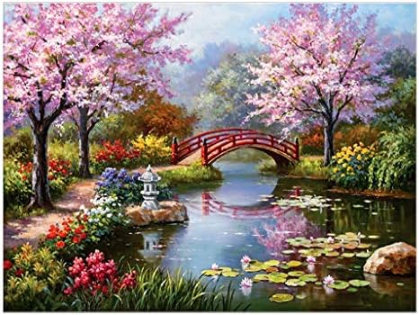 DIY 5D Diamond Painting Set, Full Diamond Embroidered Cross Stitch Art Craft Canvas Wall Decoration Garden Landscape (21.6x17.7inch)