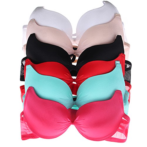 Bras for Women Full Cup Underwire Bra No Padded Support Bra Set 6 Pack, 34B