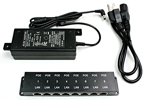 WS-POE-8-24v60w 24 volt passive Power Over Ethernet 10/100 PoE Injector for 8 Ubiquiti, Mikrotik, OM2P or other 24v POE devices - not for UBNT AC