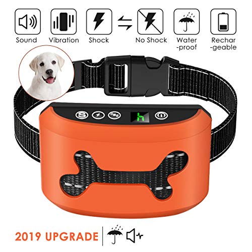 Bark Collar, 2019 Upgrade Version, Harmless Bark Collar for Small Medium Large Dog, Rechargeable Anti bark Collar, Beep Vibration and No Harm Shock Smart Detection Module