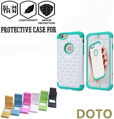 iPhone 6S Plus Case, iPhone 6 Plus CaseHOT[Bling Series]Hybrid Armor [Dual Layer] Anti-Scratch Studded Rhinestone Crystal Bling Case for (5.5 inch)iPhone 6S Plus / iPhone 6 Plus(White/Hot Green)