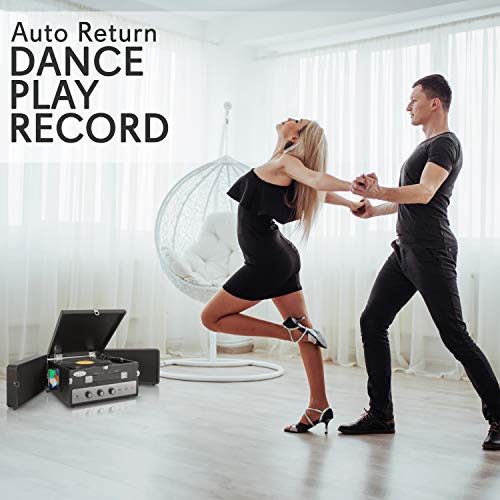 Updated Version Pyle Portable Bluetooth Suitcase Record Player w/ Dual FoldOut Speaker System