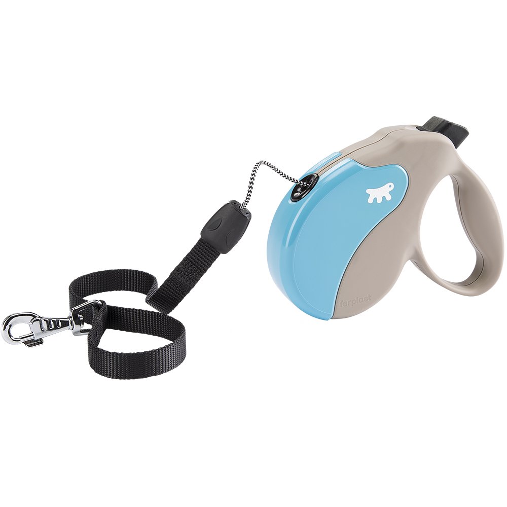 Ferplast Retractable Dog Lead Extendable Dog Leash AMIGO Cord S, Retractable Cord, 5 m, Max 15 kg, Light Blue