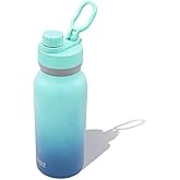 BUILT Wide Mouth Cascade Double Wall Vacuum Insulated Stainless Steel Bottle with Chug Lid, Twilight Blue Ombre, 32 Ounces