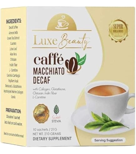 Amazon.com : Luxe Beauty Caffe Macchiato DECAF 10 Sachets
