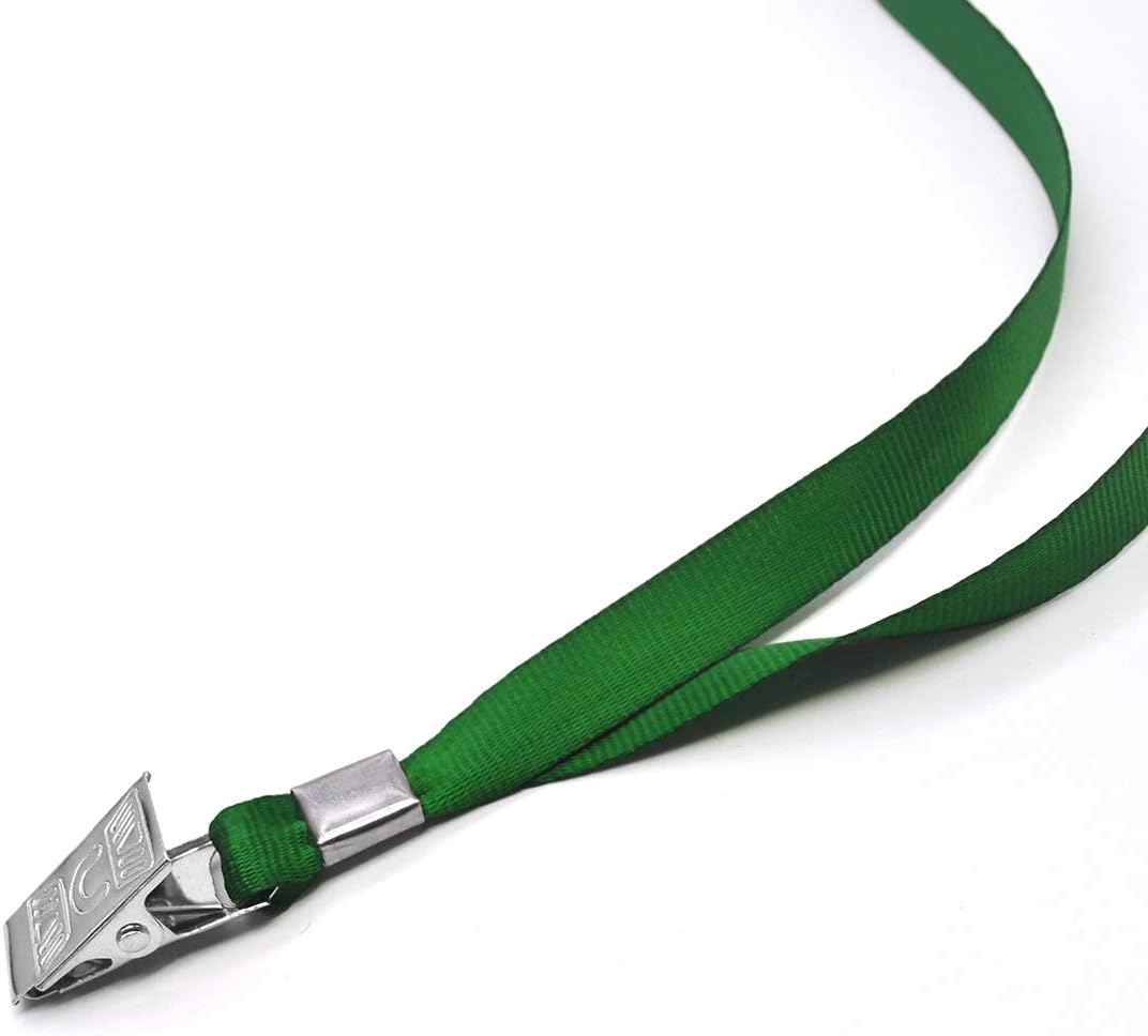 Bird Fiy Black Lanyards 100 Pack 34" Premium Lanyard Bulldog Clips Bulk Nylon Flat Lanyard with Badge Clip, Green, 100 Pack - Image 4