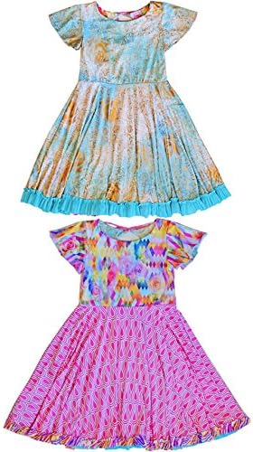 Twirly Girl Girls Pretty Dresses Reversible Unique Pretty Ruffle Blue Gold Pink