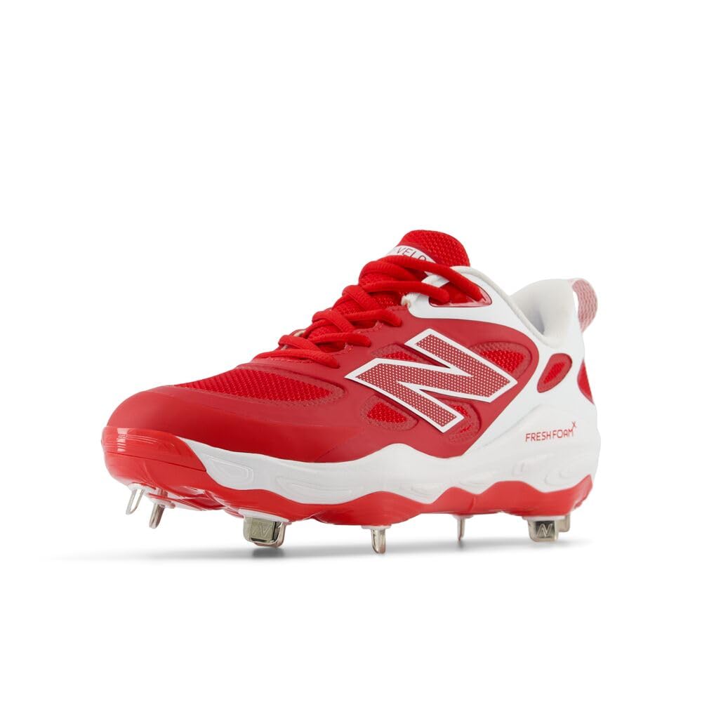 New Balance Women's Fresh Foam X Velo V4 Metal Softball Shoe, Team Red/White, 6.5 M Image