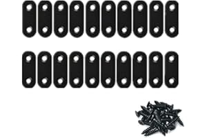 WYSUMMER Black Flat Straight Brace,20Pcs Metal Mending Brackets Straight Corner Braces Straight Brackets with 40Pcs Screws (Straight 16x46mm, Black)