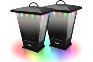pohopa Bluetooth Speakers Waterproof, 2 Packs True Wireless Stereo Sound 20W Dual Pairing Lantern Outdoor Speakers with 20 Piece Sound Responsive LED Color Lights, Richer Bass, Black