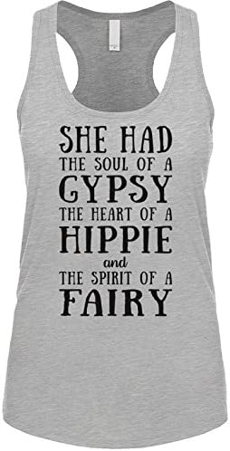 Shirtgoals She Had The Soul of A Gypsy The Heart of A Hippie and The Spirit of A Fairy Women's Tank Heather-Grey Medium