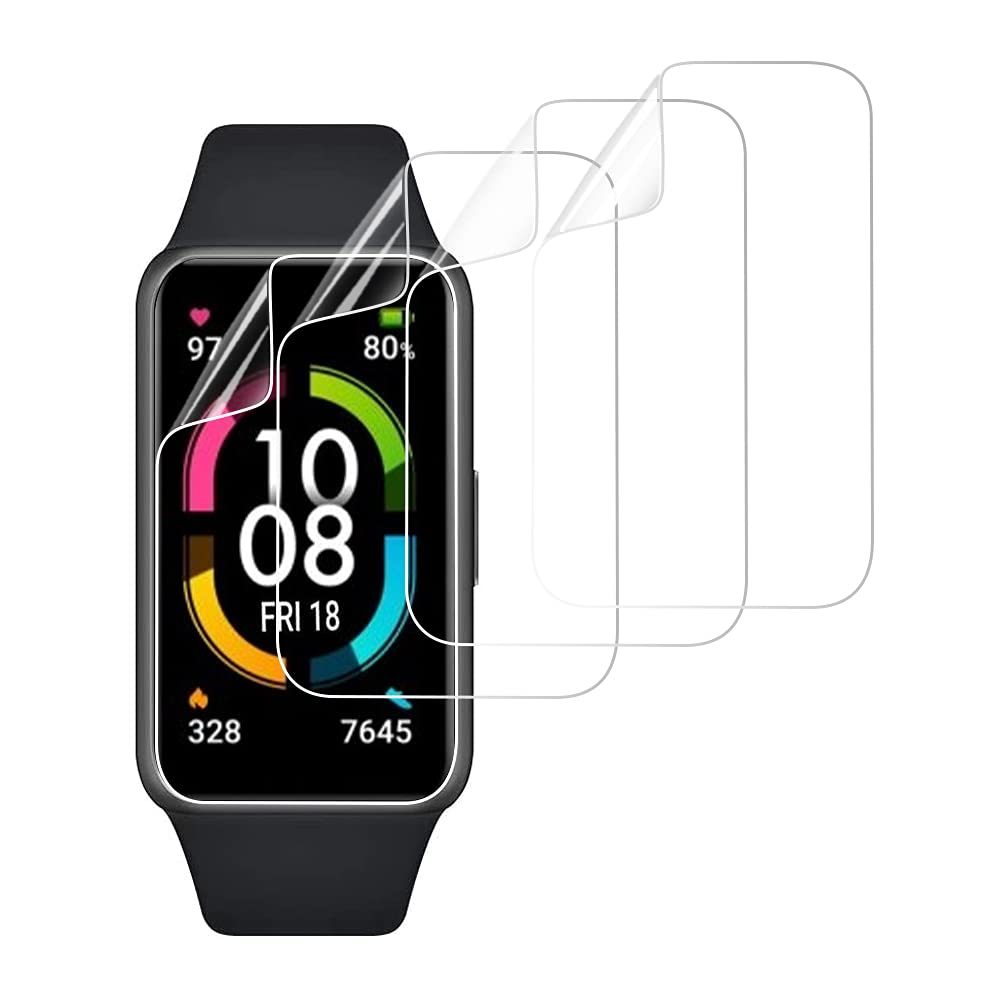PaceBid Pack of 4 Screen Protectors Compatible with Huawei Band 6/Honor Band 6, [Anti-Oil] [Anti-Bubble] [HD Clear] Full Protection Soft Screen Protector Glass Film for Huawei Band 6/Honor Band 6