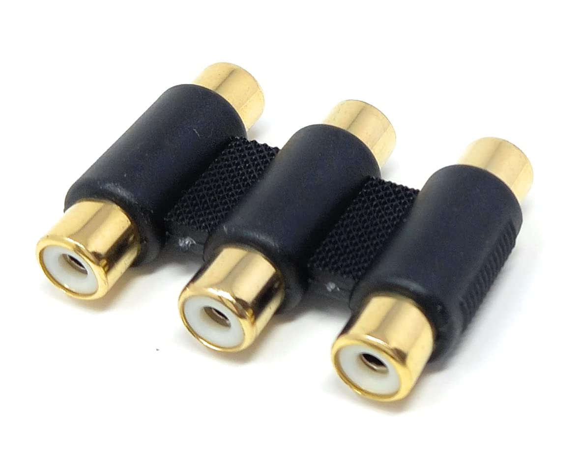 DRUT Phono RCA to RCA Coupler Joiner Female to Female Audio Connector Cable Adaptor Gender Changer (Triple)