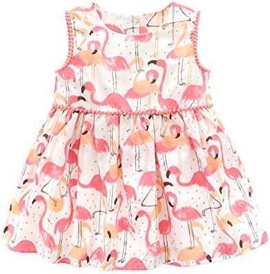 Top and TopInfant Baby Girls Pink Flamingo Printed Sleeveless Vest Princess Dresses Casual Clothes Outfit