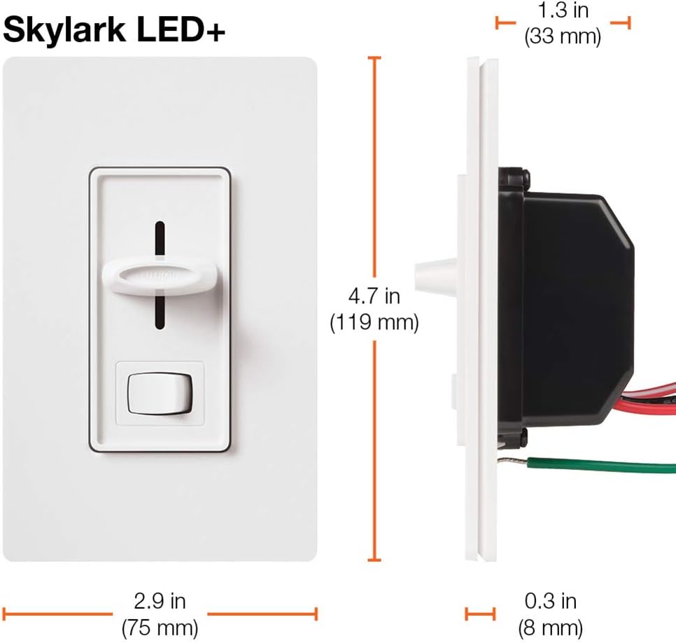 Lutron Skylark LED+ Dimmer Switch for Dimmable LED, Halogen and Incandescent Bulbs | Single-Pole or 3-Way | SCL-153P-WH | White - Dimmer Switch Lurton - 