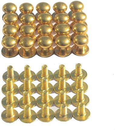 20 Sets CrazyEve Round Head Rivet,Wallet Luggage Handbag Belt Backscrews Size 10x8x9mm Copper Back Fasteners Screws (Golden)