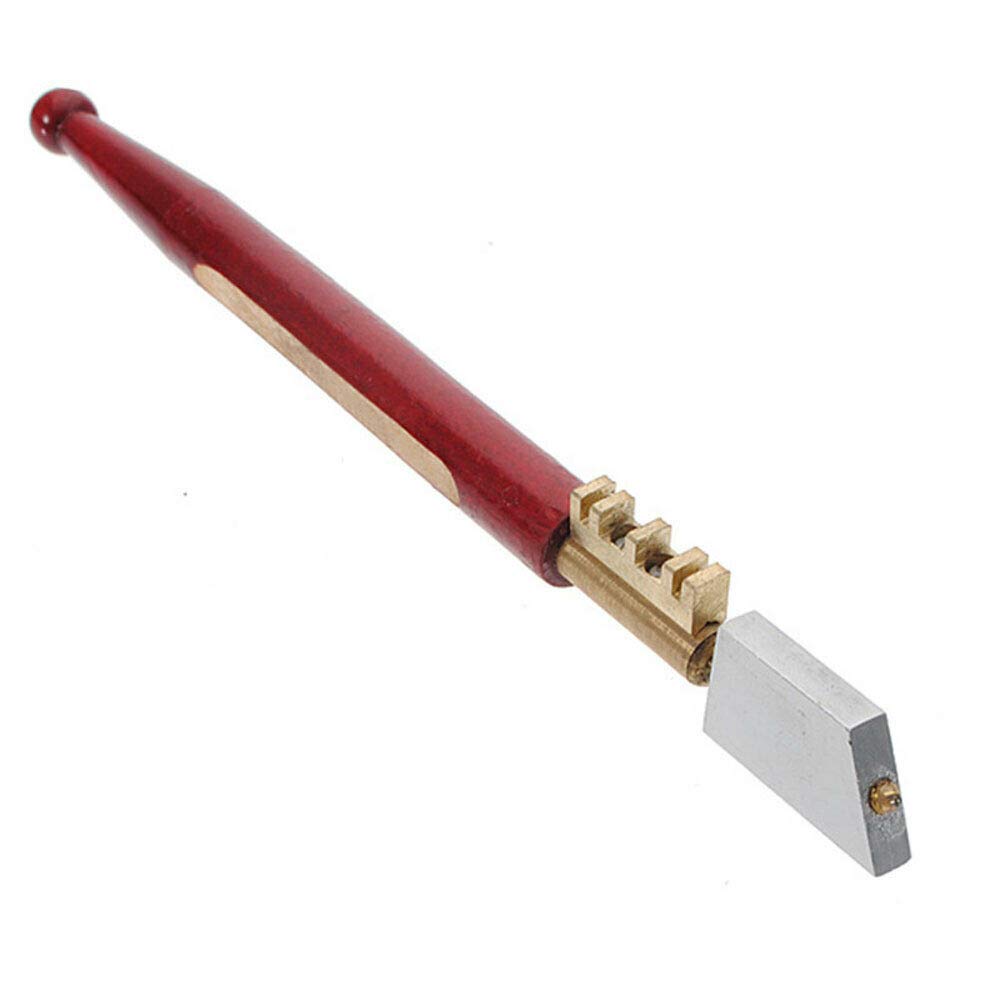 Glass Cutting Tool, Glass Cutter Heavy Duty Ceramic Tile Glass Cutter for Cutting Glass Up to 8MM Thickness - Brass Snapper - Hardwood Handle