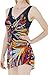 wantdo Women's High Waist Swimsuit Plus Size Swimdress Padded Beach Suit Feather 3XL US 12-14