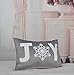 JWH Christmas Joy Snowflake Throw Pillow Covers Decorative Velvet Accent Pillow Case Grey Pillowcase Winter Holiday Decorations Rectangle Cushion Couch Bed Home 12x20 Inch White Letter