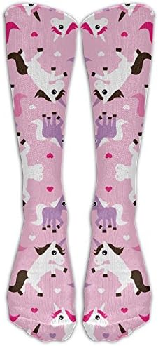 Ysfo Pink Unicorn Horse Love Pink Girls Tube Socks For Women &amp; Men - Graduated Athletic Fit For Running, Nurses, Flight Travel, Skiing &amp; Maternity Pregnancy - Boost Stamina &amp; Recovery