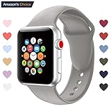 Youther for Apple Watch Bands, Soft Silicone Strap Replacement Wristbands for Apple Watch Sport Series 3 Series 2 Series 1 Dark Gray 38mm S/M