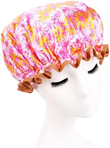 dolly2u Elegant Double Layer Waterproof Elastic Shower Cap Bath Spa Caps - 14