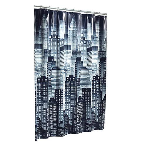 EXCELL Home Fashions Cityscape Shower Curtain, PEVA WaterResistant