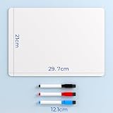 Nicpro Dry Erase Mini Whiteboard A4 Double Sided with 3 Pens view 2