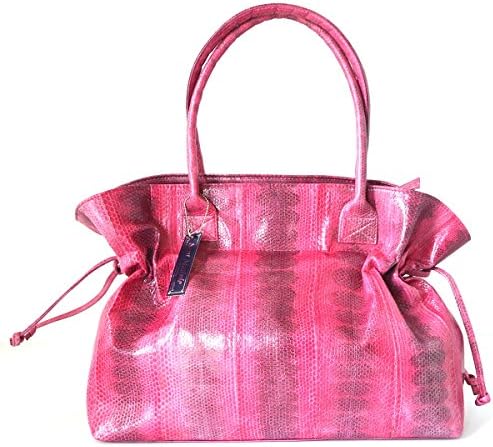 Authentic Snake Skin Women's Bag Purse Large Pink Tufts Handbag