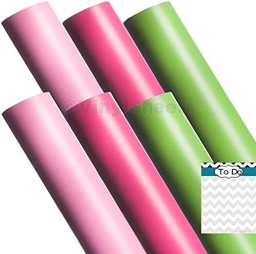 B2M329 12 x 24 Inches Soft Pink Lime Pink 2 sheets of each color Matte Removable Indoor Adhesive Backed Vinyl Sheets Rolls for Personal Craft Vinyl Cutters make Wall Decals Vinyl Lettering Stickers at Home Decor