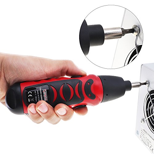 X-Power 6V Cordless Screwdriver, Battery Operated Electric Screw Driver with Bidirectional Switch and 14 Driver Bits Set for Household Maintenance