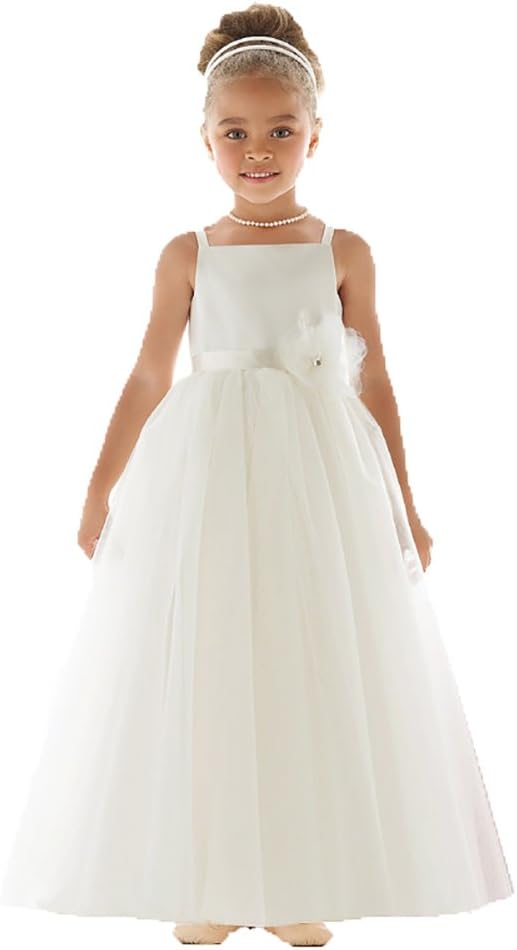 DZdress Kids Girls Pageant Wedding Flower Petals Girl Dresses Tulle 6 White