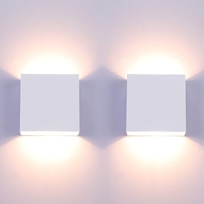 Glighone 2Pcs LED Wall Lights Up Down Warm White 6W Aluminum Modern Sconce