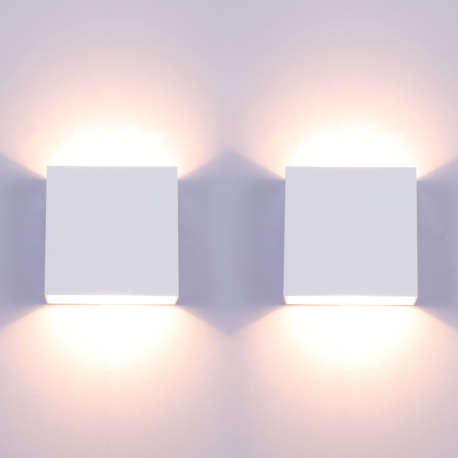 Glighone 2Pcs LED Wall Lights Indoor Up Down Wall Lamp Wall Wash Light Wall Sconce Modern 6W Aluminum Lighting for Living Room, Bedroom, Hallway Dining Room Stairs, Warm White