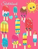 Sketchbook: A Pastel Theme Cute Kawaii Popsicles Japanese Large 8.5