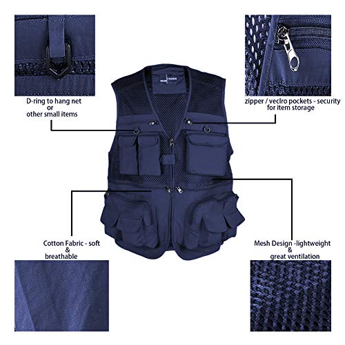 image for HYOUT Fly Fishing Photography Vest with Pockets Men's Mesh Quick-Dry W