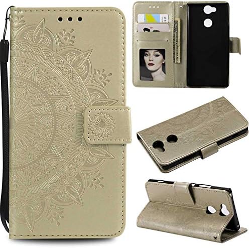 Bravoday Sony Xperia XA2 Ultra Case, Magnetic Closure, Card Slots, Leather Flip Wallet Phone Case Cover for Sony Xperia XA2 Ultra, Gold