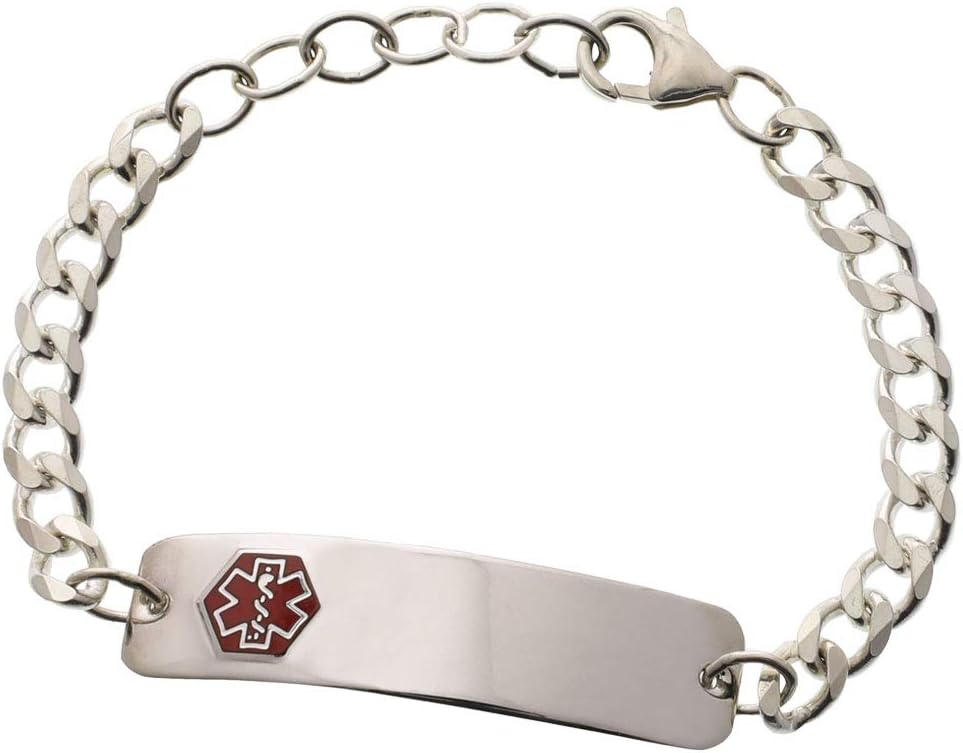 AMERICAN MEDICAL ID Sterling Silver Classic Red Medical