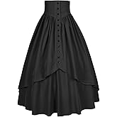 itsjake Women Victorian Skirt Medieval Renaissance Peasant Skirt Floor High Waisted Fluttering Long Skirt