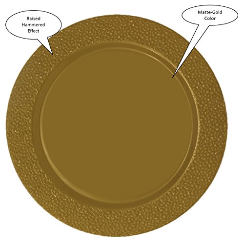 Posh Setting Gold Charger Plates, Hammered Design, Medium Weight 13