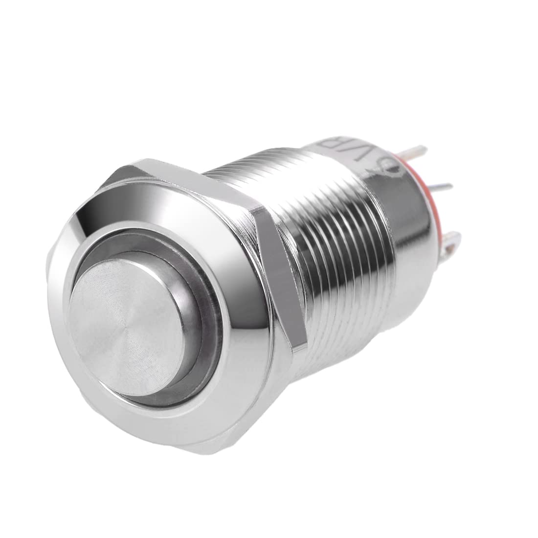 sourcing map Latching Metal Push Button Switch 12mm Mounting Dia 1NO 6V Red LED Light High Flat