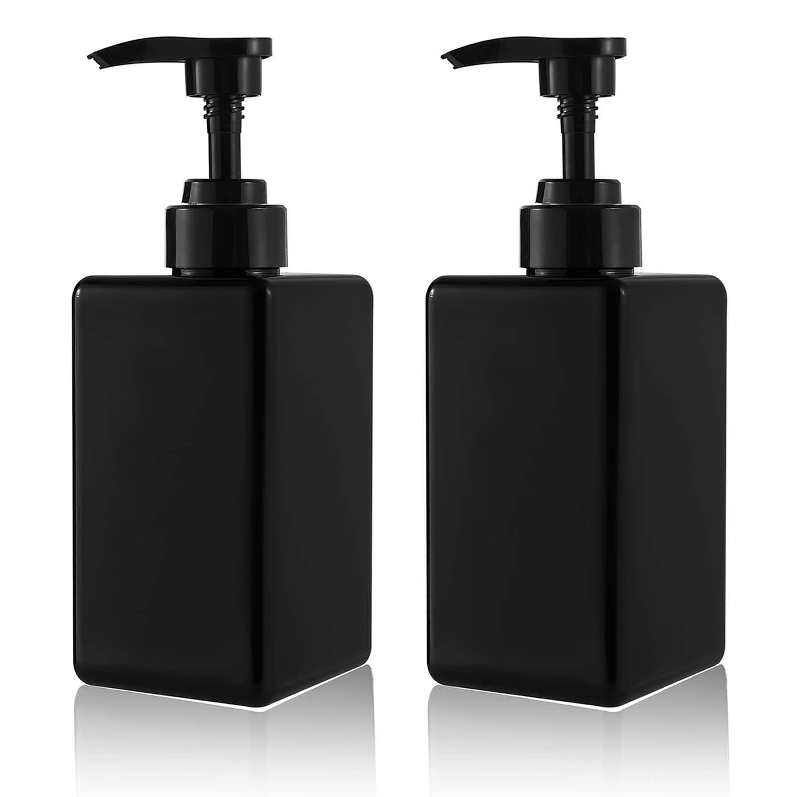 Photo 1 of 15 oz Hand Soap Dispenser, Plastic Pump Bottles, Refillable Empty Lotion Dispenser Liquid Container for Bathroom Kitchen College Dorm, 2 Pack Black