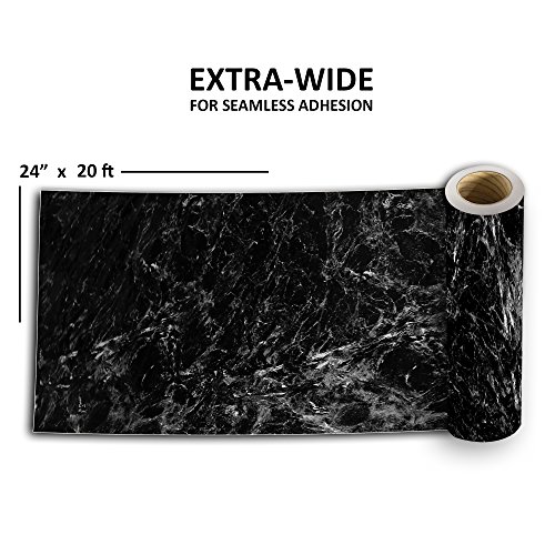 Black Marble Adhesive Film - High Gloss- 20 Foot - Economical alternative to rehabilitate your countertops, backsplash and cabinets - eBook Included (240