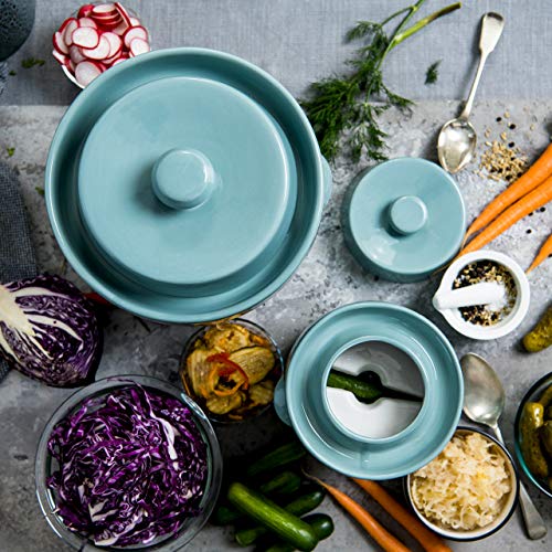 Fermentation Crock Jar Sauerkraut Crock Kimchi and Pickle, 2 Liter (0.5 Gallon) Ceramic