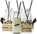 Circleware Dairy Antique Glass Milk Drink Bottles with Strong Reusable Plastic Straws and Wooden Tray, 10 Ounce, 13 Piece Set, 6 Glass Bottles, 6 Straws 1 Wooden Tray, Limited Edition Glassware
