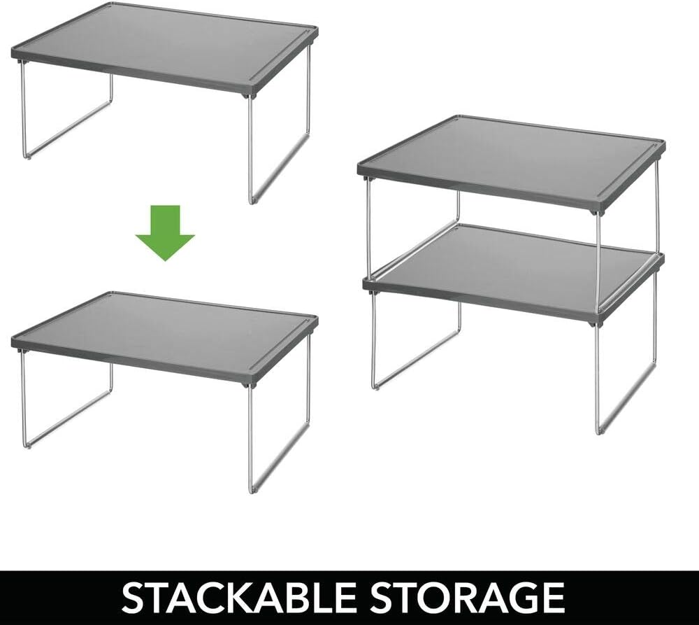 mDesign Set of 4 Free Standing Shelf, Small Shelf with Non-Slip Feet for Household Storage - Image 4