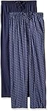 Fruit of the Loom Men's 2-Pack Jersey Knit Pajama Pant Set, Navy/Navy Print, Medium